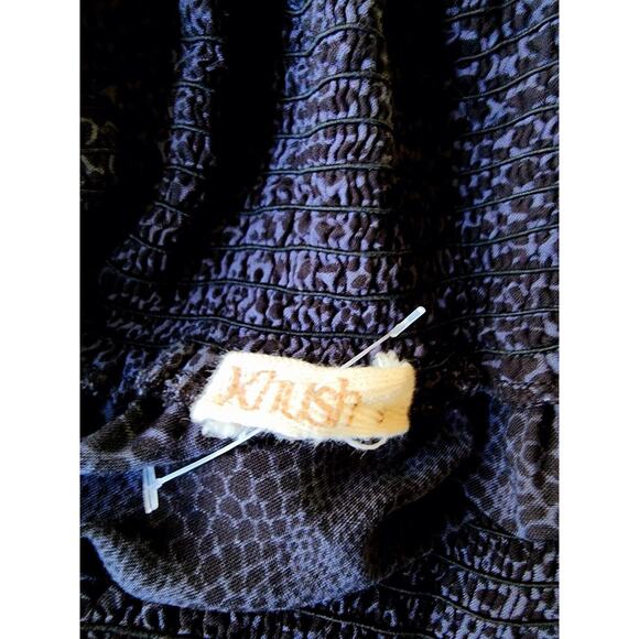 KHUSH Effortless Chic Lumiere Maxi Dress Blue Animal Print Small Double Slit - Picture 4 of 10